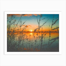 Sunset At The River, Oil Painting Art Print