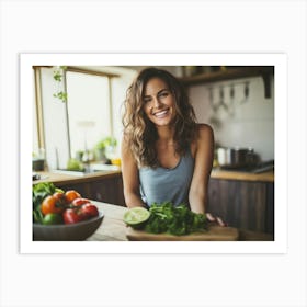 Healthy Woman In Kitchen 6 Art Print