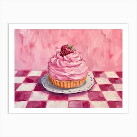 Pink Torte On A Checkerboard Background Art Print