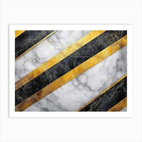 Gold And Black Marble Background Art Print