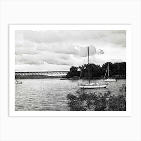 Boat on Hudson river Art Print