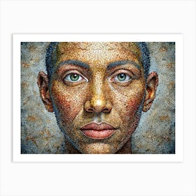 Portrait Of A Woman With A Dotted Texture Art Print