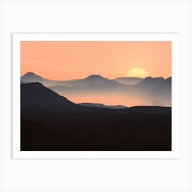 Sunset Over Mountains 1 Art Print