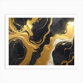 Gold And Black Marble Painting Art Print