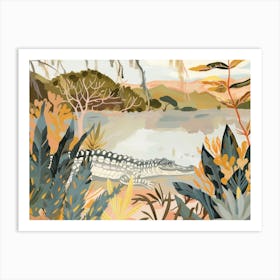 Crocodile Tropical Jungle Illustration 4 Art Print