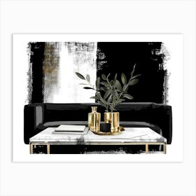 Black And Gold Living Room 1 Art Print