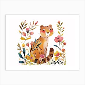 Little Floral Cougar 3 Art Print