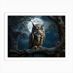 Owl In The Forest Paintings Art Print Art Print