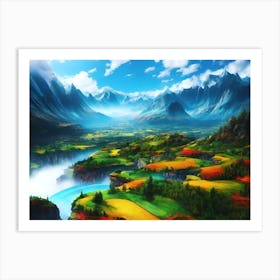 Landscape Painting, Landscape Painting, Landscape Painting, Landscape Painting 5 Art Print