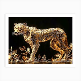 Golden 3d Cheetah With A Majestic Stance Intricate Elegant Patterns Art Print