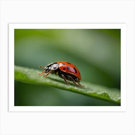 Ladybug On Leaf 1 Art Print