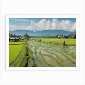 Village Rice Fields In Bali paintings art print 1 Art Print