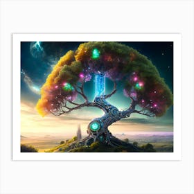 Cyber Tree City Art Print