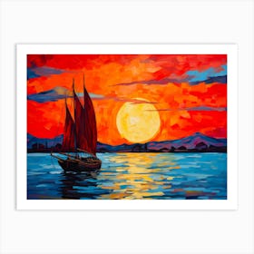 Whistlerian Sailing Vignette Art Print