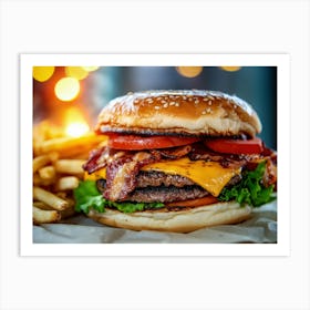 Burger And Fries Art Print