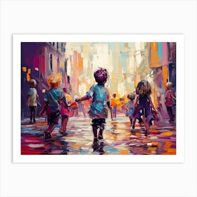 Street Kids Abstract - AfriDesigns Art Print