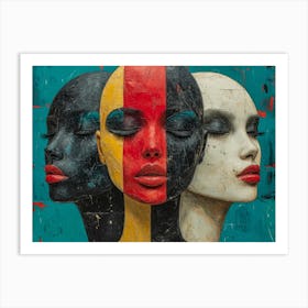 Abstract Woman Faces In Geometric Harmony Art Print