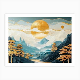 Golden Mountains 1 Art Print