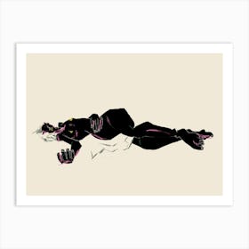 A Girl Asleep Black Art Print