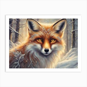 Majestic Winter Fox Page 4 Art Print