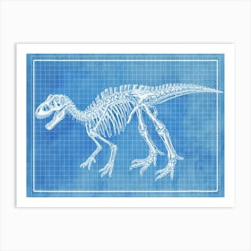 Edmontosaurus Skeleton Hand Drawn Blueprint 2 Art Print