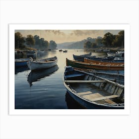 Boats On The River hamptons Art Print