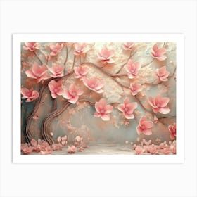 3d Picture Of A Tree With Pink Flowers 1 Art Print