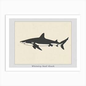 Whitetip Reef Shark Shark Silhouette 4 Poster Art Print