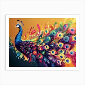 Colorful Peacock Painting 1 Art Print