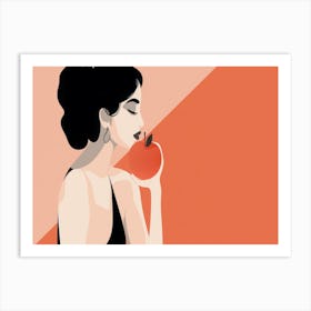 Woman Eating An Apple Art Print