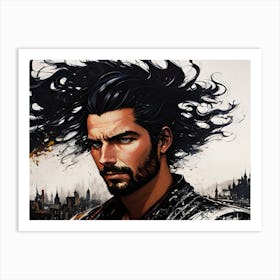 Man With Long Hair Art Print