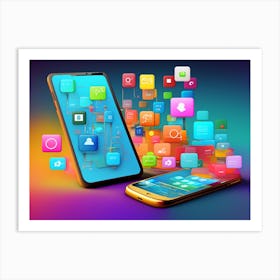 App Icons Future Of Mobile Applications Development In Colorful Dreaming Life Art Print