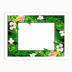 Abstract Tropical Floral Frame Intertwining Vines And Vibrant Blossoms Used As A Creative Design E Art Print