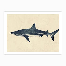 Pelagic Thresher Shark Grey Silhouette 1 Art Print