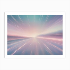 Abstract Motion Blur Effect With Lines Of Light Radiating Outward From A Central Point In Shades Of Pink, Blue, And Purple Art Print