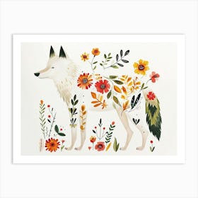 Little Floral Arctic Wolf 4 Art Print