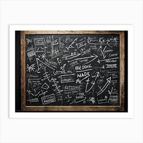 Blackboard With Abstract Graphics And Arrows Hand Drawn Lines Creating Realistic Textures Designs (6) Art Print