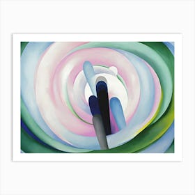 Georgia O'Keeffe - Grey Blue and Black, Pink Circle Art Print