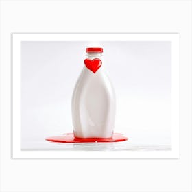 Heart Shaped Milk Bottle With A Creative Artistic Dripping Effect Surreal Conceptualization Gloss 1 Art Print