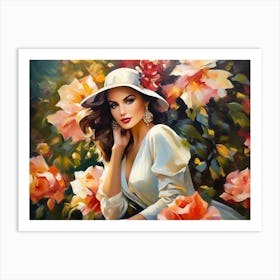 Elegant Woman In A Hat Art Print