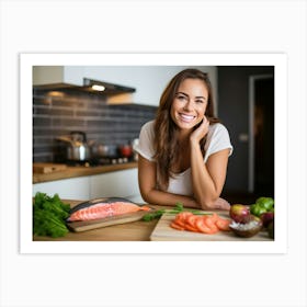 Healthy Woman In Kitchen Art Print