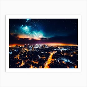 Night Sky Over City 10 Art Print