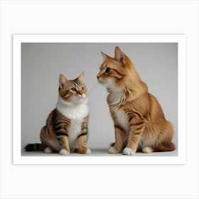 Cats On White 3 Art Print