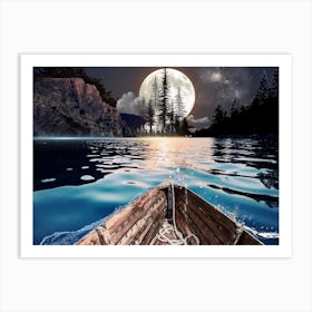 Full Moon Over The Lake Art Print