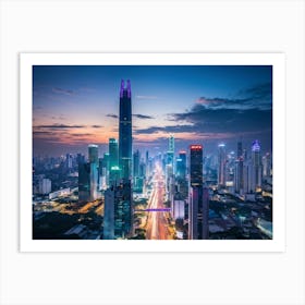 Bangkok Cityscape Set In The Distant Future Where Multiple High Tech Gadgets And Advanced Machinery (1) Art Print