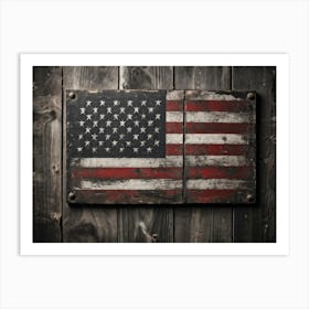 American Flag Rendered In Black And White With Subtle Red Stars Against A Smudged Vintage Backdrop R (5) Art Print