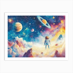 Astronaut In Space Art Print