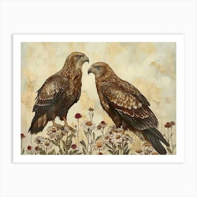 Floral Animal Illustration Eagle 2 Art Print