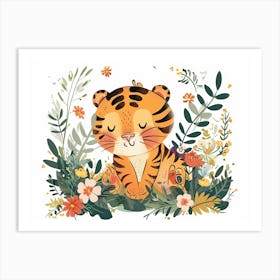 Little Floral Bengal Tiger 3 Art Print