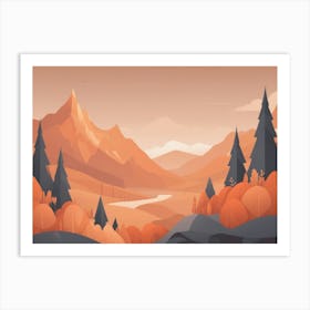 Misty mountains horizontal background in orange tone 10 Art Print